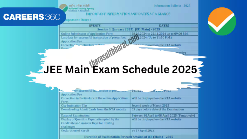 NTA JEE Mains 2025 Session-2 April 2025 Exam Schedule