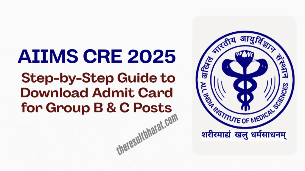 AIIMS CRE Group B & C Various Post Exam Admit Card 2025