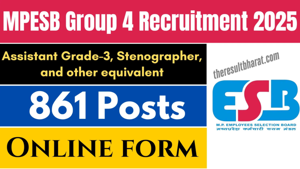 Madhya Pradesh MPESB Group-4 Assistant Garde-3 Various Post Online Form 2025
