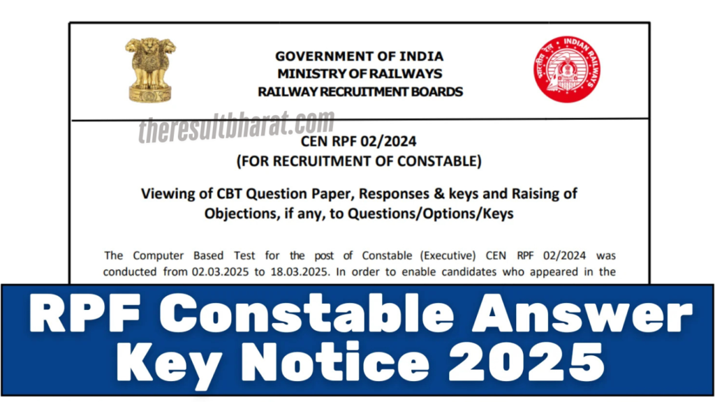 Railway RPF Constable 02/2024 Exam Answer Key