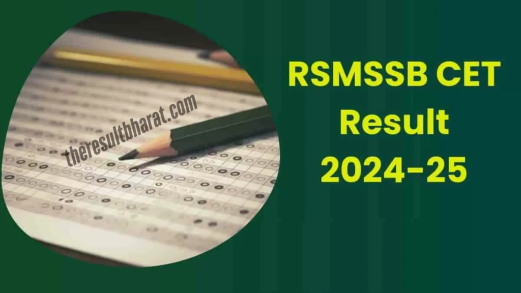 Rajasthan RSMSSB CET 2024 10+2 Level 2024 Result with Marksheet