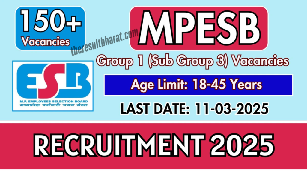 MPESB Group-1 Sub Group-3 Various Post Online Form 2025