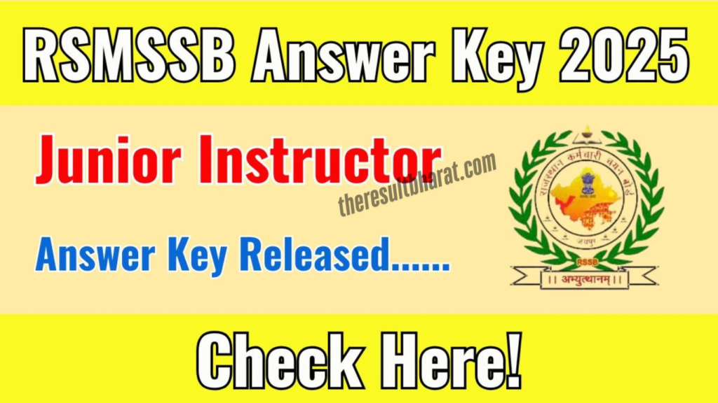 Rajasthan RSMSSB Junior Instructor2024 Answer Key