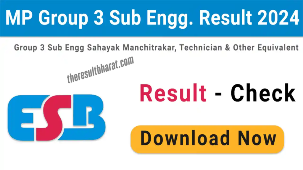 MPESB Group 3 Sub Engineer & Other Post Recruitment Result 2024