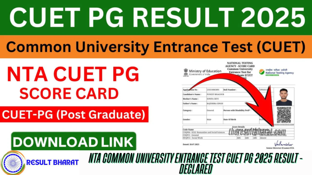 NTA Common University Entrance Test CUET PG 2025 Result - Declared