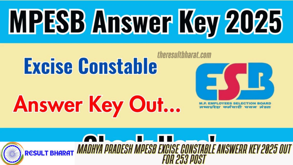 Madhya Pradesh MPESB Excise Constable Answerr Key 2025 Out for 253 Post
