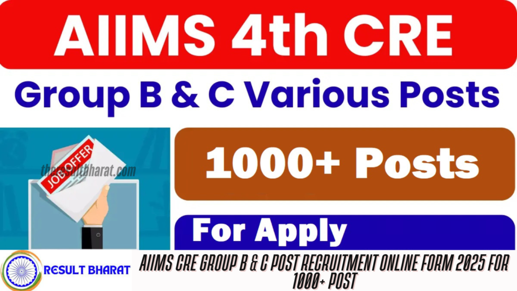 AIIMS CRE Group B & C Post Recruitment Online Form 2025 for 1000+ Post