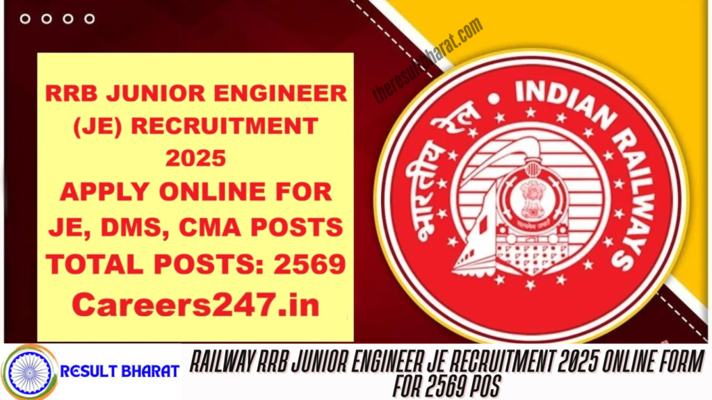 Railway RRB Junior Engineer JE Recruitment 2025 Online Form for 2569 Pos
